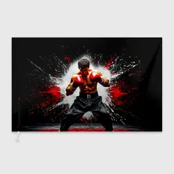 Флаг 3D Кикбоксер на черном