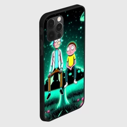 Чехол для iPhone 12 Pro Рик и Морти сидят на чёрном неоновом грибе - фото 2