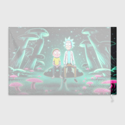 Флаг 3D Рик и Морти сидят на чёрном неоновом грибе - фото 2