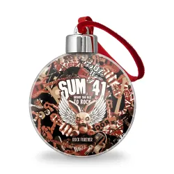 Ёлочный шар Sum 41 на фоне кролика и гитар