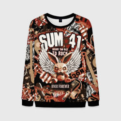 Мужской свитшот 3D Sum 41 на фоне кролика и гитар