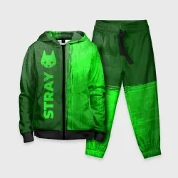 Детский костюм 3D Stray - green gradient по-вертикали