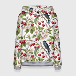 Женская толстовка 3D Ласточка в вишневом саду