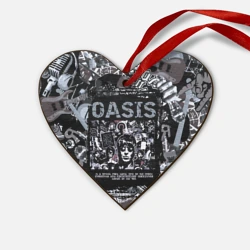 Деревянная игрушка Сердце Oasis на фоне гитар