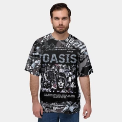 Мужская футболка oversize 3D Oasis на фоне гитар - фото 2