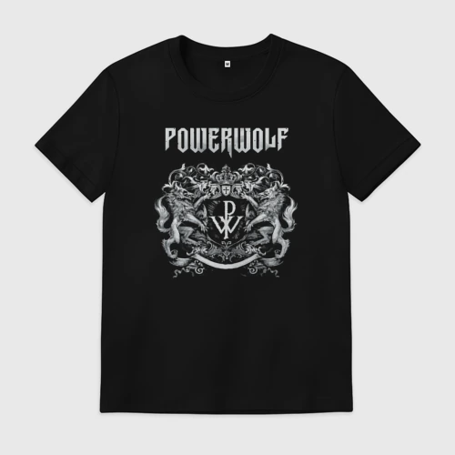Мужская футболка хлопок с принтом Powerwolf rock band, вид спереди #2
