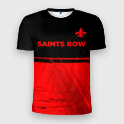 Мужская футболка 3D Slim Saints Row - red gradient посередине