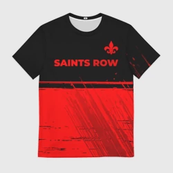 Мужская футболка 3D Saints Row - red gradient посередине