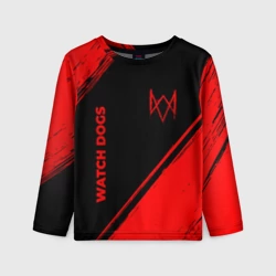 Детский лонгслив 3D Watch Dogs - red gradient вертикально