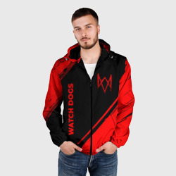 Мужская ветровка 3D Watch Dogs - red gradient вертикально - фото 2