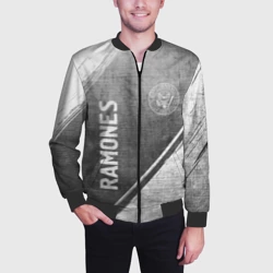Мужской бомбер 3D Ramones - grey gradient вертикально - фото 2