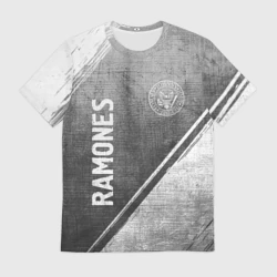 Мужская футболка 3D Ramones - grey gradient вертикально