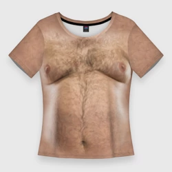 Женская футболка 3D Slim Волосатое тело толстяка