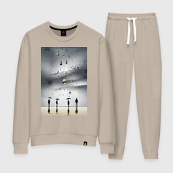 Женский костюм хлопок Люди с зонтиками