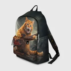 Рюкзак 3D Рыжий кот играет рок на электрогитаре под молнией - big pictures