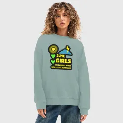 Женский свитшот oversize без начеса хлопок Июньские девушки - фото 2