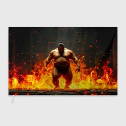 Флаг 3D Сумоист в огне