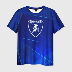 Мужская футболка 3D Lamborghini blue poly