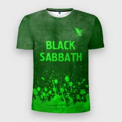 Мужская футболка 3D Slim Black Sabbath - green gradient посередине