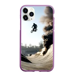 Чехол для iPhone 11 Pro Max матовый Трюк на BMX 