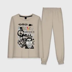 Женская пижама с лонгсливом хлопок Brezhnev граффити