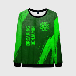 Мужской свитшот 3D Breaking Benjamin - green gradient вертикально