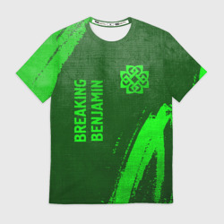 Мужская футболка 3D Breaking Benjamin - green gradient вертикально