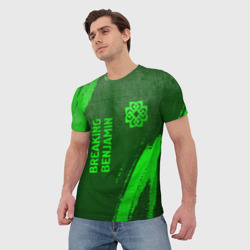 Мужская футболка 3D Breaking Benjamin - green gradient вертикально - фото 2