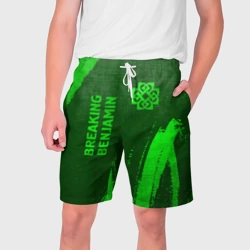 Мужские шорты 3D Breaking Benjamin - green gradient вертикально
