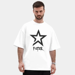 Мужская футболка Oversize хлопок premium Пётр - звезда - фото 2