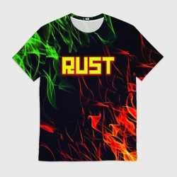 Мужская футболка 3D RUST огненная текстура