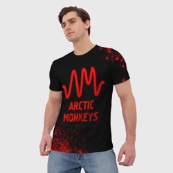 Мужская футболка 3D Arctic Monkeys - red gradient - фото 2
