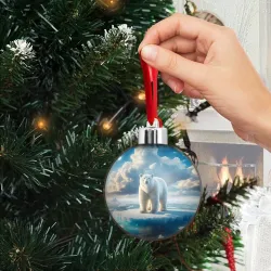 Ёлочный шар Полярный медведь на льдине - фото 2