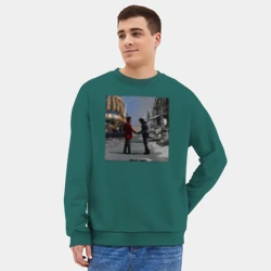 Мужской свитшот oversize без начеса хлопок The Weeknd рукопожатие - фото 2