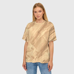 Женская футболка oversize 3D Бежевая текстура каменная мрамор  - фото 2