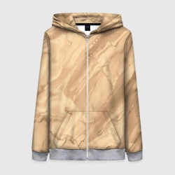 Женская толстовка 3D на молнии Бежевая текстура каменная мрамор 
