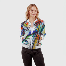 Женский бомбер 3D С художником Кандинский Импровизация 28 - фото 2