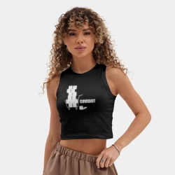 Женская укороченная майка-топ хлопок Ковид идиот - фото 2