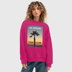 Женский свитшот oversize без начеса хлопок Ноу кодинг вайб - фото 2