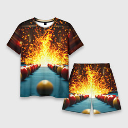 Мужской костюм с шортами 3D Бильярдный стол в огне