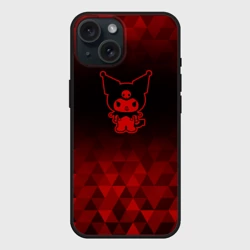 Чехол силиконовый для Apple iPhone 15 матовый Kuromi red poly