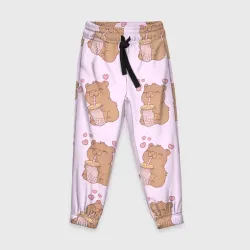 Детские брюки 3D Капибара и коктейль паттерн