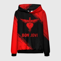 Мужская толстовка 3D Bon Jovi - red gradient