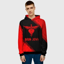 Мужская толстовка 3D Bon Jovi - red gradient - фото 2
