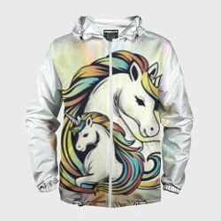 Мужская ветровка 3D Единорог с мамой