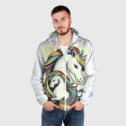 Мужская ветровка 3D Единорог с мамой - фото 2