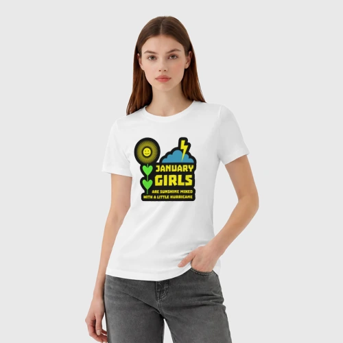 Женская футболка хлопок с принтом Январские девушки, фото на моделе #1