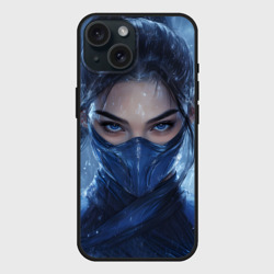 Чехол силиконовый для Apple iPhone 15 матовый Боец Китана Мортал комбат