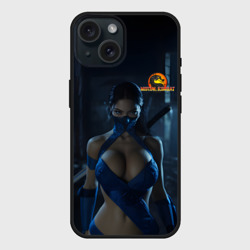 Чехол силиконовый для Apple iPhone 15 матовый Мортал комбат - боец Китана