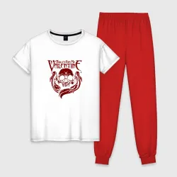 Женская пижама с белой футболкой хлопок Bullet For My Valentine группа